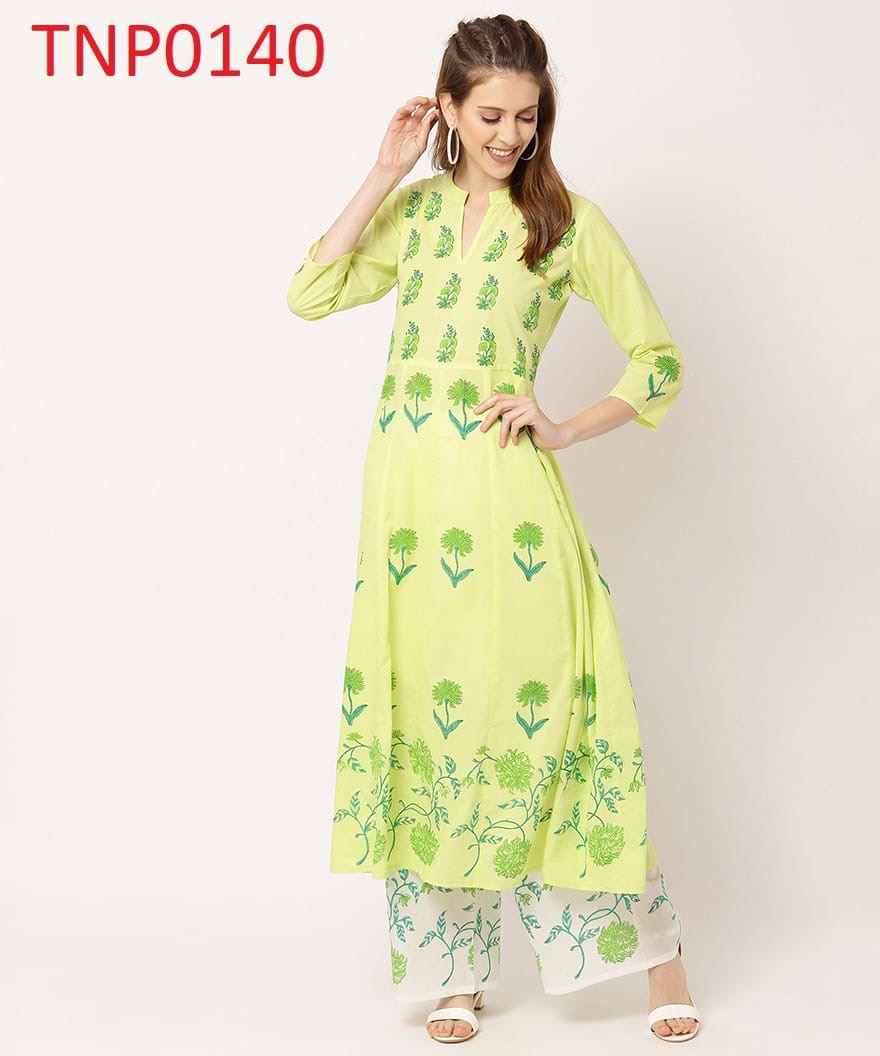 Lemon Green Palazzo set Zoyaa Fashion