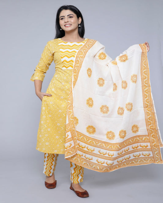Sunny Days cotton three piece  Suit Set Zoyaa Fashion